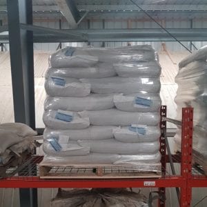 Pallet of custom grain bags with tags